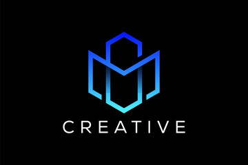 Creative letter gm monogram hexagon logo design