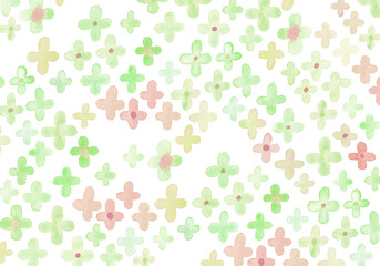 手描き水彩のシンプルで抽象的な緑色のお花のパターン
