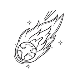 Hand Drawn Comet Meteor.  Doodle Vector Sketch Illustration
