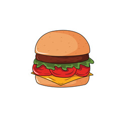 hamburger with cheese and ketchup , illustration of hamburger , hamburger in restaurant 