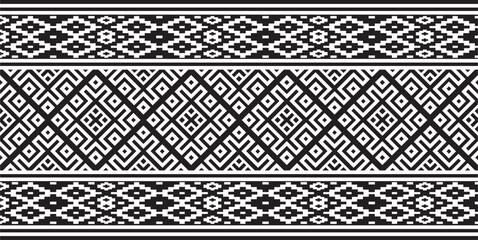Vector  monochrome seamless Belarusian national ornament. Ethnic endless black border, Slavic peoples frame.