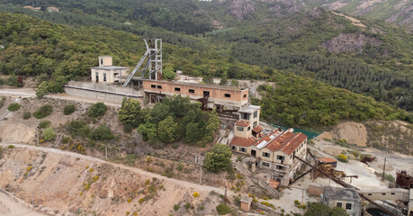 Fototapeta na wymiar view of the ruins of the montevecchio mine in arbus in southern sardinia.
