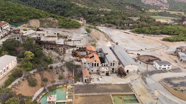 view of the ruins of the montevecchio mine in arbus in southern sardinia.