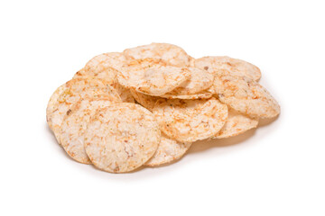 Rice chips isolated on white background.