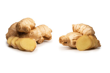 Ginger root isolated on white background.