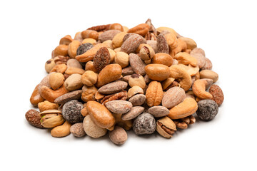 A group of almonds, pistachios, walnuts, macadamia, cashews.