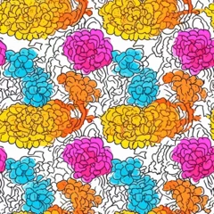 Abwaschbare Fototapete Seamless Colorful Carnation Pattern.  Seamless pattern of Carnations in colorful style. Add color to your digital project with our pattern! © MDQDigital