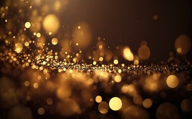 A gold dusted with gold dust is falling on a black background.