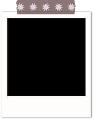 Isolated Polaroid Photo Frame with Washi Tape on transparent background