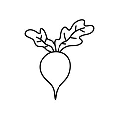Obraz premium Turnip hand drawn outline doodle icon. Vector sketch illustration of healthy vegetable, raw turnip for print, web, mobile and infographics isolated on white background.