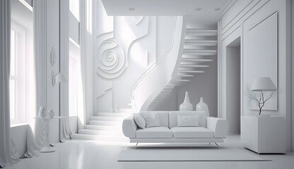 Vintage white interior. Generative AI