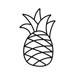 Pineapple doodle, hand drawing Isolated on a white background. Vector stock illustration.