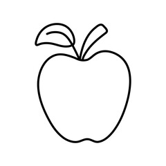 Hand drawn apple on a white isolated background. Doodle, simple outline illustration. It can be used for decoration of textile, paper and other surfaces.