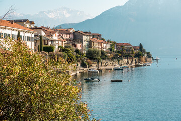 Lake Como, Italy - 01 29 2023: Unique view from Lake Como