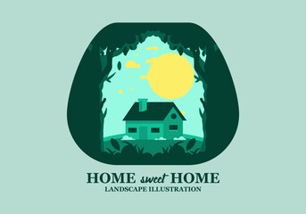 Naklejka premium Colorful flat illustration of a simple house