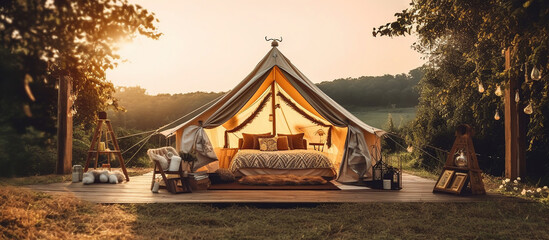 glamping in the beautiful countryside Ai generated image - obrazy, fototapety, plakaty