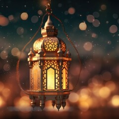 The radiance of a moonlit night decorated with a magnificent Arab lantern