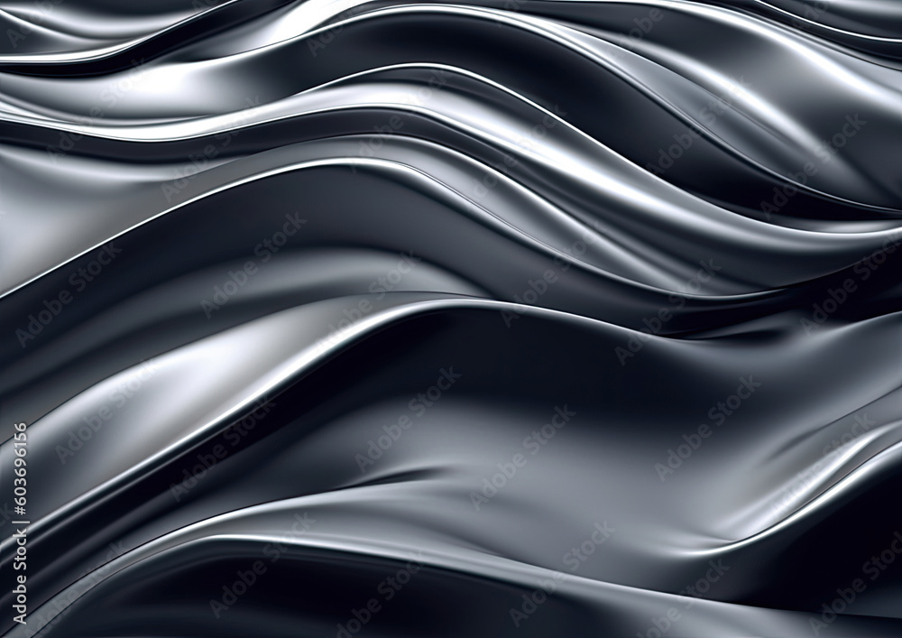 Poster metal surface texture wave smooth background with silver color.