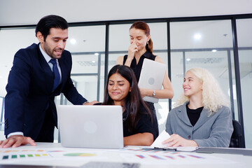 Team of business people meeting business planning and marketing plan.