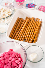 Valentine's Day Chocolate Covered Pretzel Rods