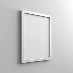 Picture frame, thin white steel frame,  blank canvas, white background