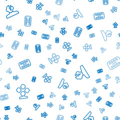 Set line Schizophrenia, Solution problem in psychology and Sedative pills on seamless pattern. Vector