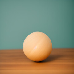 Generative AI, A round wooden ball on a simple background