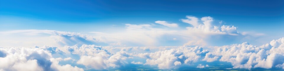 Beautiful blue sky cloudsfor background. Panorama of sky. Generative AI