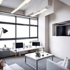 Fototapeta na wymiar Generative AI, Modern minimalist decoration style office