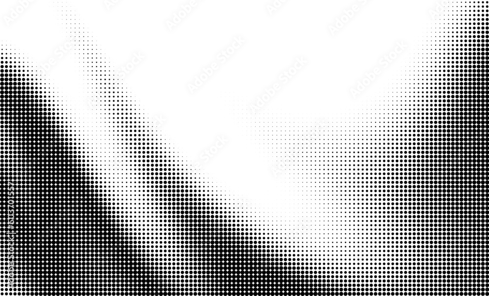 Poster monochrome gradient halftone dots background. vector illustration. big wave
