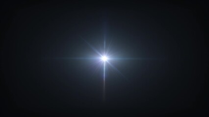 Abstract loop center glow blue beautiful star optical flare shine light ray rotate animation on black background for screen project overlay - Powered by Adobe