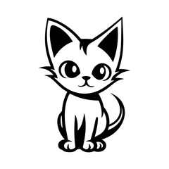 Cat silhouette, vector art, isolated on white background.