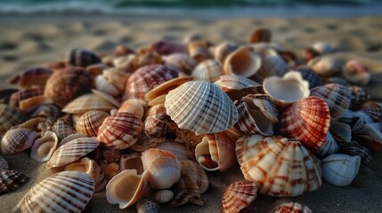 A close up shot of seashells made with Ai generative technology