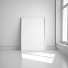 empty plain white room with white frame
