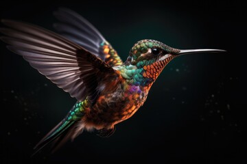 Obraz premium Wings of Wonder: Capturing the Rapid Wing Flapping of a Graceful Hummingbird