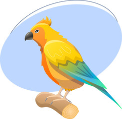 Parrot illustration. Bird, colorful, beak, crest. Editable vector graphic design.