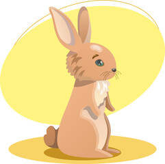 Rabbit illustration. Animal, ears, tail, fluffy. Editable vector graphic design.