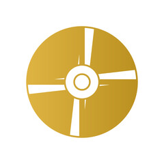 CD or DVD gold fill icon. Digital optical disc vector illustration in trendy style. Blue-ray, DVD, or CD disc for saving video, music, and computer software. Editable graphic resources for you.