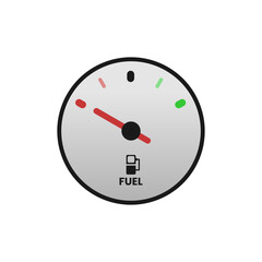 Fuel Tank Gauge color fill icon. Analog dashboard showing oil level indicator bar in empty condition. Vector illustration in trendy style. Editable graphic resources for many purposes.
