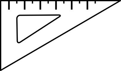 vector linear icon triangle ruler, school and office supplies, back to school, doodle and sketch