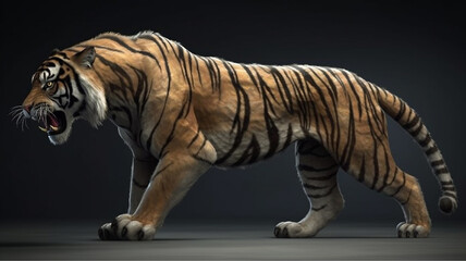 Fototapeta na wymiar roaring beast tiger(3D rendering)