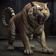 roaring beast tiger(3D rendering)