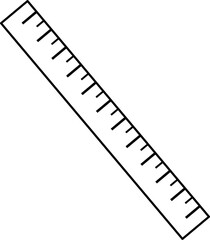 vector linear icon ruler, school and office supplies, back to school, doodle and sketch