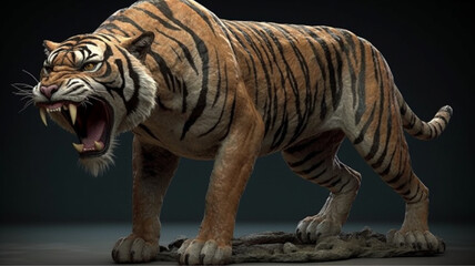 Obraz premium roaring beast tiger(3D rendering)