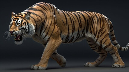 Obraz premium roaring beast tiger(3D rendering)