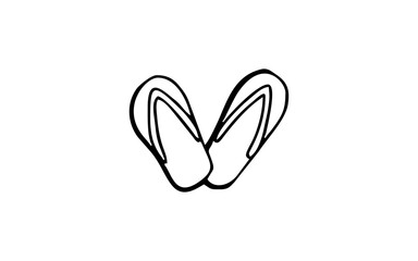 slippers Doodle art illustration with black and white style.