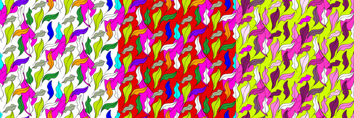 Tree variation vector seamless pattern, with leaves