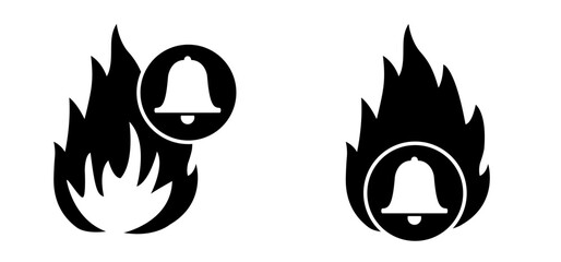 Cartoon alarm fire bell or alert ring, Warning fire, firefighter help. Warning, dangerous flames alarm or sprinkler alert signal. Help icon. Alarm system. Fire alarm emergency