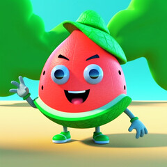 cute watermelon caricature