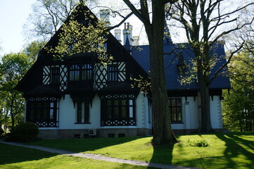 The more than 150-year-old Hunting Lodge in Promnice. Silesian Voivodeship, Poland.